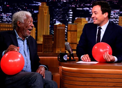 Morgan Freeman Does Interview with Jimmy Fallon...After Inhaling Helium
