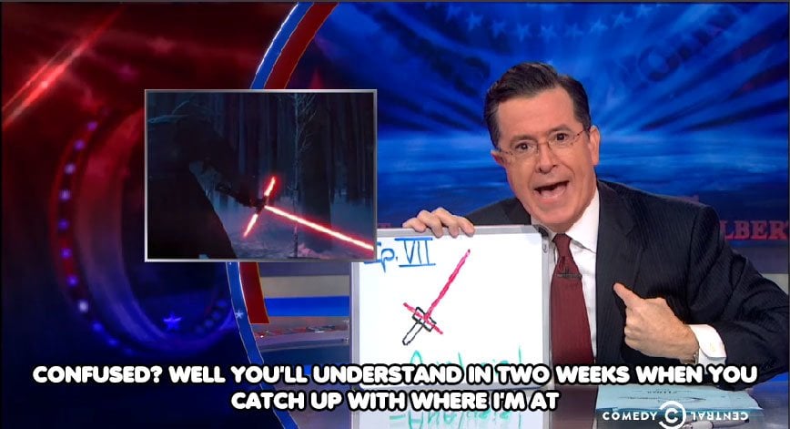 Stephen Colbert Defends New 'Star Wars' Lightsaber