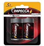 IMPECCA C Batteries (2 Pack) High Performance C Cell Alkaline Batteries 1.5 Volt LR14 Non Rechargeable Size C Alkaline Battery for Everyday Clocks Remotes Games Controllers Toys & Electronics