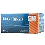 EasyTouch U-100 Insulin Syringe with Needle, 27G 1cc 1/2-Inch (12.7mm), Box of 100