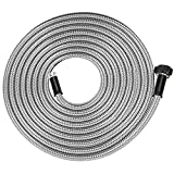 Yanwoo 304 Stainless Steel 15 Feet Garden Hose with Female to Male Connector, Lightweight, Kink-Free, Heavy Duty Outdoor Hose (15ft)