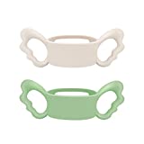 Baby Bottle Handles - MOMSIV Silicone Bottle Handles for NUK/Avent/Dr Browns/Hegen Bottle and Other Dia 6-7cm Wide-Neck Bottle for Baby Gripping (Green+Beige)