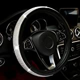 Universal Diamond Steering Wheel Cover for Women Girls 15" Rhinestone Crystal Steering Wheel Covers Bling Car Wheel Protector (Black)