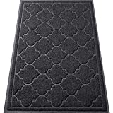 LuxStep Door Mat Large 24x36 Inch Indoor Outdoor Doormat, Non-Slip Low-Profile Design Floor Mat, Durable Trap Dirt and Dust Front Door Welcome Mat for Entryway,Patio,Garage,High Traffic Areas, Black