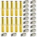 TAILONZ PNEUMATIC Union 3/8" Barbed x 3/8" Barbed Splicer Brass Hose Fitting Mender Joiner（Pack of 10）