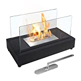 Skypatio New Tabletop Fireplace Heater, Indoor Outdoor Ventless Table Styled Firepits Portable Fire Bowl Pot, Black, Real Flame Like Gel Fireplaces or Wood Log Fire Pit,14 Inch.