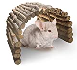 PINVNBY Guinea Pig Wooden Ladder Bridge Rabbits Hideout, House, Tunnel,Rodents Chew Toys for Bunny,Chinchillas,Hedgehogs,Ferrets,Rat and Small Animals-Extra Large(11.8 in X 20 in)