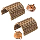 kathson Bunny Wooden Bridge Toy Small Animals Cage Wood Ladder Natural Hideout for Chinchillas, Guinea Pigs, and Hamsters（2 pcs）