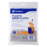 VICMORE All-New Painters Plastic Drop Cloth 9 Feet by 12 Feet Plastic Painting Tarp Waterproof Plastic Cover Clear Tarp Plastic Sheeting