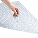 Gorilla Grip Patented Shower and Bathtub Mat, 35x16, Long Bath Tub Floor Mats with Suction Cups and Drainage Holes, Machine Washable and Soft on Feet, Bathroom and Spa Accessories, Clear