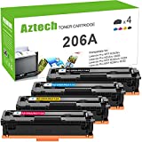 Aztech Compatible Toner Cartridge Replacement for HP 206A W2110A 206X W2110X for HP Color Pro MFP M283FDW M255DW M283CDW M283 M255 Printer Ink (Black Cyan Yellow Magenta, 4-Pack)