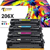 Toner Bank Compatible Toner Cartridge Replacement for HP 206X 206A W2110X W2110A for HP Color Pro MFP M283fdw M255dw MFP M283cdw M282nw M283 M255 Printer Ink (Black Cyan Yellow Magenta, 4-Pack)