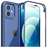 FlexGear Case [Next Generation] with Built-in Tempered Glass Screen Protector for iPhone 12/12 Pro (Clear, Blue)