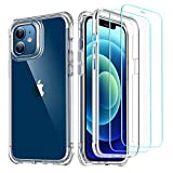 ESR Military-Grade 360° Hybrid Full-Body Protection Compatible with iPhone 12 Mini Case [10FT Drop Tested] [Heavy Duty Shockproof ] with [2 Tempered Glass Screen Protectors], 5.4" - Clear