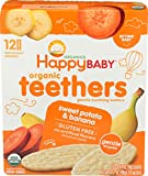 Happy Baby Gentle Teethers Organic Teething Wafers Banana Sweet Potato, Soothing Rice Cookies for Teething Babies Dissolves Easily Organic Gluten Free No Artificial Flavor,0.14 Ounce (Pack of 12)