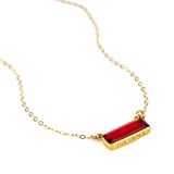 January Birthstone Necklace, Gold Garnet Bar Necklace, Custom name necklace AB