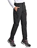 BALEAF Women's Hiking Pants Waterproof Fleece Lined Cold Weather Insulated Ski Snow Pant Warm Winter Soft Shell Black S
