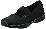 Skechers Women's Seager-Power Hitter-Engineered Knit Mary Jane Flat, Black/Black, 8 M US