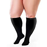 BAMS Plus Size Compression Socks Wide Calf for Women Men XXL XXXL - Graduated Bamboo Knee-High Support Reduce Swelling