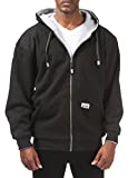 Pro Club Men's Full Zip Reversible Fleece and Thermal Hoodie, Large, Black/Heather Gray