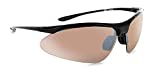 Optic Nerve, Tightrope, Men's Sports Sunglasses - Shiny Black Frame, Polarized Brown with Silver Flash Lens