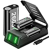 Rechargeable Battery Pack for Xbox One/S/X/Series X|S, VOYEE 3x2600 mAh Xbox One Controller Battery Pack with Charging Station, Protective Shell, Led Indicator (Black)