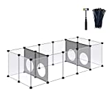 DINMO Small Animal Playpen, C&C Cage, Guinea Pig Fence, Plastic Foldable Playpen, DIY Indoor Small Pet Exercise, Interesting Game Hole Series for Rabbits, Puppy, Hamsters, 61.4 x 25.4 x 16.4 inches