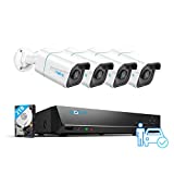 REOLINK 4K Security Camera System, 4pcs H.265 PoE Wired Bullet 4K Cameras with Person Vehicle Detection, 4K/8MP 8CH NVR with 2TB HDD for 24-7 Recording, RLK8-810B4-A