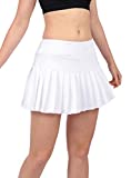HonourSex White Women Tennis Skirt Pleated Golf Skirts with Pockets Skort Workout Sports Hiking XXL