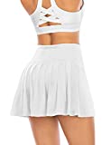 Athletic Pleated Tennis Skirts for Women with Shorts Pockets High Waisted Running Workout Golf Skorts (White-2, Medium)