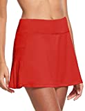 BALEAF Women's High Waisted Tennis Skirts Pleated Golf Skorts Skirts with Ball Pockets Red XX-Large