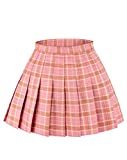 DAZCOS US Size 0-22 Plaid Skirt High Waist Japan Uniform Style with Shorts for Women (XX-Large, Pink)