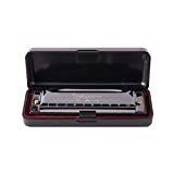 Harmonica 10 Holes 20 Tunes Mouth Organ Blues Deluxe Harmonica, Key of C for Beginner, Adults, Kids Gift, Black