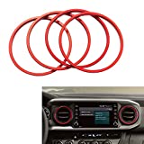 JDMCAR Compatible with Toyota Tacoma A/C Vent Ring Outer Trim Decoration Covers fit 2016-2021 2022 Tacoma A/C Outlet Vent Accessories -(4 pcs Set, Red)
