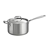 Tramontina Covered Sauce Pan with Helper Handle Stainless Steel Tri-Ply Clad , 4-Quart, 80116/024DS