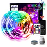 65.6ft WiFi LED Strip Lights,VOLIVO Smart LED Light Strip Compatible with Alexa and Google Home,App&Remote&Voice Controlled Music Sync Color Changing RGB 5050 LED Lights for Bedroom Kitchen,Party,TV