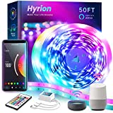 hyrion Smart LED Light Strips,50 ft WiFi LED Light,Sound Activated Color Changing with Alexa and Google,Sync Music with Led Strip Lights for Bedroom for Living Room, Home Decor(2 Rolls of 25ft)