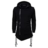 JMSUN Men's Zipper Hoodie Side Lace Up Fleece Gothic Hooded Assassins Creed Jacket for Men Black