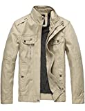 Wantdo Men's Cotton Casual Fall Windbreaker Jacket Khaki,Large