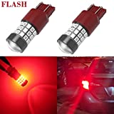 Alla Lighting Upgraded T20 7440 7443 LED Strobe Brake Lights Bulbs, Red Flashing Stop Lamps, W21W 7440LL 7443LL Strobe LED Taillights Replacement for Cars, Trucks, SUVs, Vans