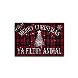 IFHUH Merry Christmas Ya Filthy Animal Doormat Red Black Buffalo Check Plaid Doormat Front Door Mat Rubber Non Slip Backing Funny Welcome Mat Indoor Outdoor Rug 23.6 in(W) X 15.7 in(L)