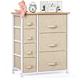 7 Drawer Fabric Dresser Storage Tower, Dresser Chest with Wood Top and Easy Pull Handle, Organizer Unit for Closets, Bedroom, Nursery Room, Office by Pipishell