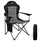 EVER ADVANCED Folding Camping Chair for Outside with High Back Padded Oversized Lawn Chairs Folding Lightweight Sturdy Steel Portable Outdoor Camp Chair for Adults