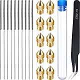 Creality 3D MK8 10pcs Brass Nozzles 0.4mm Extruder+10pcs Stainless Steel Nozzle Cleaning Needles+1pcs Tweezers and 1box for 3D Printer Ender 3/Ender3 pro/CR-10 v2