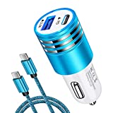 Fast Charger PD Car Charger Block 18W Car Plug+USB C to C Fast Charging Cable for Samsung Galaxy S21+ S21 Ultra S20+ S20 Plus/Note 21 20 10 S10 S10E A20 A50 A10E A21 A51 A70 A71 A01 A11 S9 S10+ A32 S8