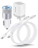 Fast C Type Charger Kit for Google Pixel 5 4 4a 4XL 3, Samsung Galaxy S21+ S21 5G S20 S10 S9 S8 A51 A71 A10 Note 20, 20W PD Charger Block+30W Car Charger+2 x 60W USBC to USB-C Cables, Quick Charge 3.0