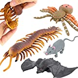 ValeforToy Halloween Toys,Joke Tricks 9 Inch Rubber Spider Bat Mouse Centipede Toy Set,Food Grade Material TPR Super Stretchy, Halloween Prop Realistic Creepy Scary Squish Party Favor Gag Prank Toy