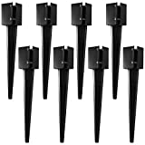 CRIZTA 8Pcs 24" Heavy Duty 4x4 Fence Post Anchor Ground Spike Metal Black Powder Coated - Mailbox Post Anchors. Length: 24 inches, Outer Dimension: 4” x 4” (Fit 3.5” x 3.5” Square Wood Post)