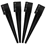 Kdgarden Fence Post Anchor Metal Ground Spike Heavy Duty Black Coated Powder Fence Stakes Post Support Base for 4"x4" Mailbox or Fence Post, 24"x4"x4" Outer Dia (3.5"x3.5" Inner Dia), Pack of 4