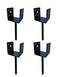 MTB U Shape Fence Post Holder Ground Spike Post Anchor Metal Black Powder Coated 4 Inches x 4 Inches (Inner Dia 3.5x3.5) 4 Pack